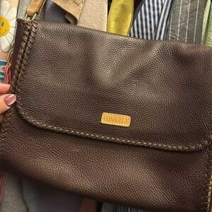 Consuela Dark Brown Leather Wristlet